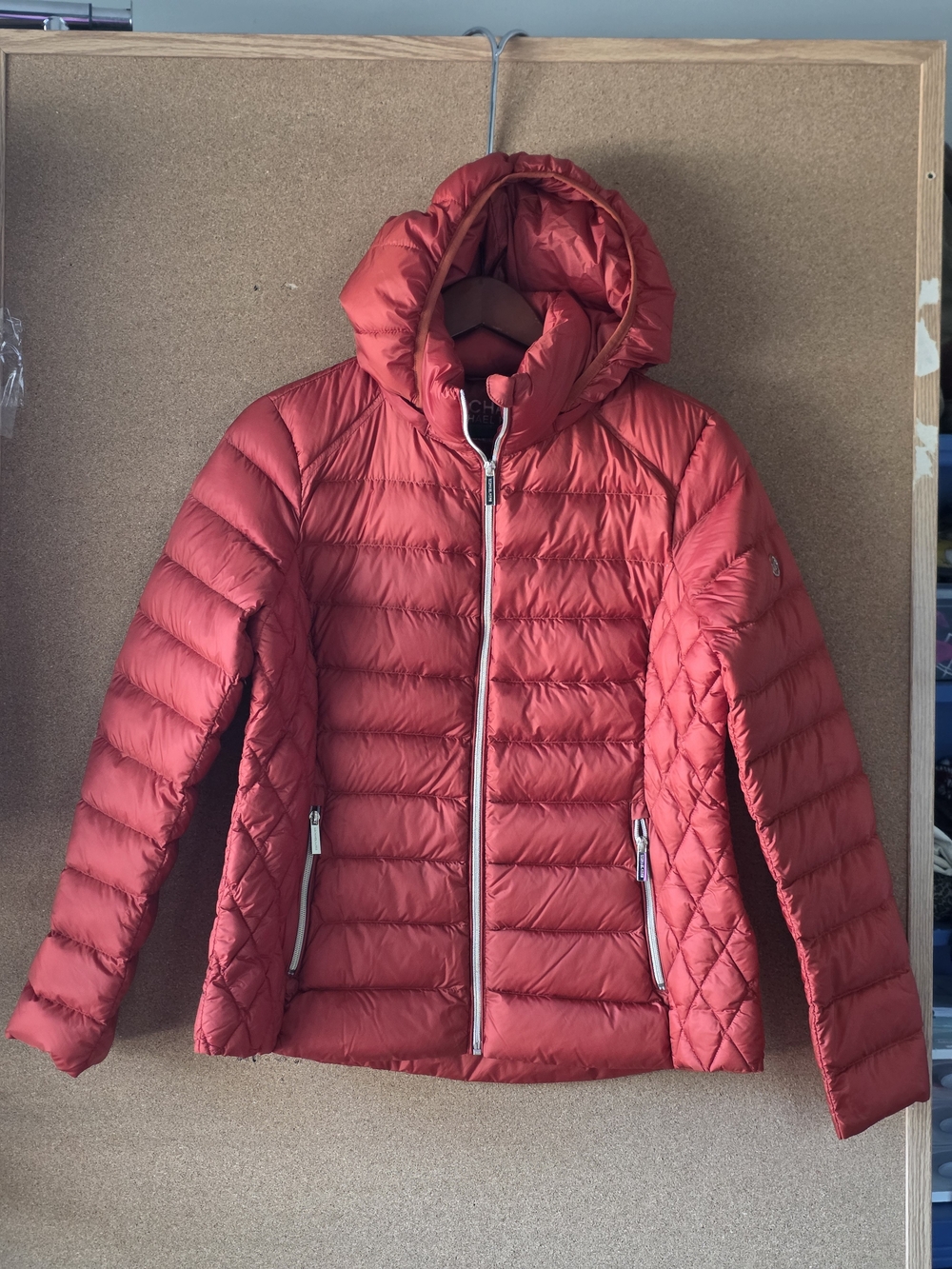 Michael Kors Packable Down Puffer Jacket Red Size L Travel Friendly Orange/red
